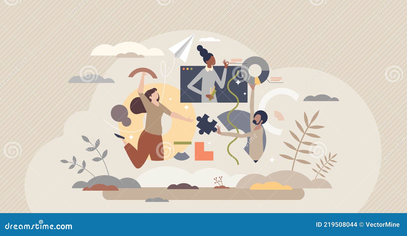 teamwork creativity and collaboration for high efficiency tiny person concept