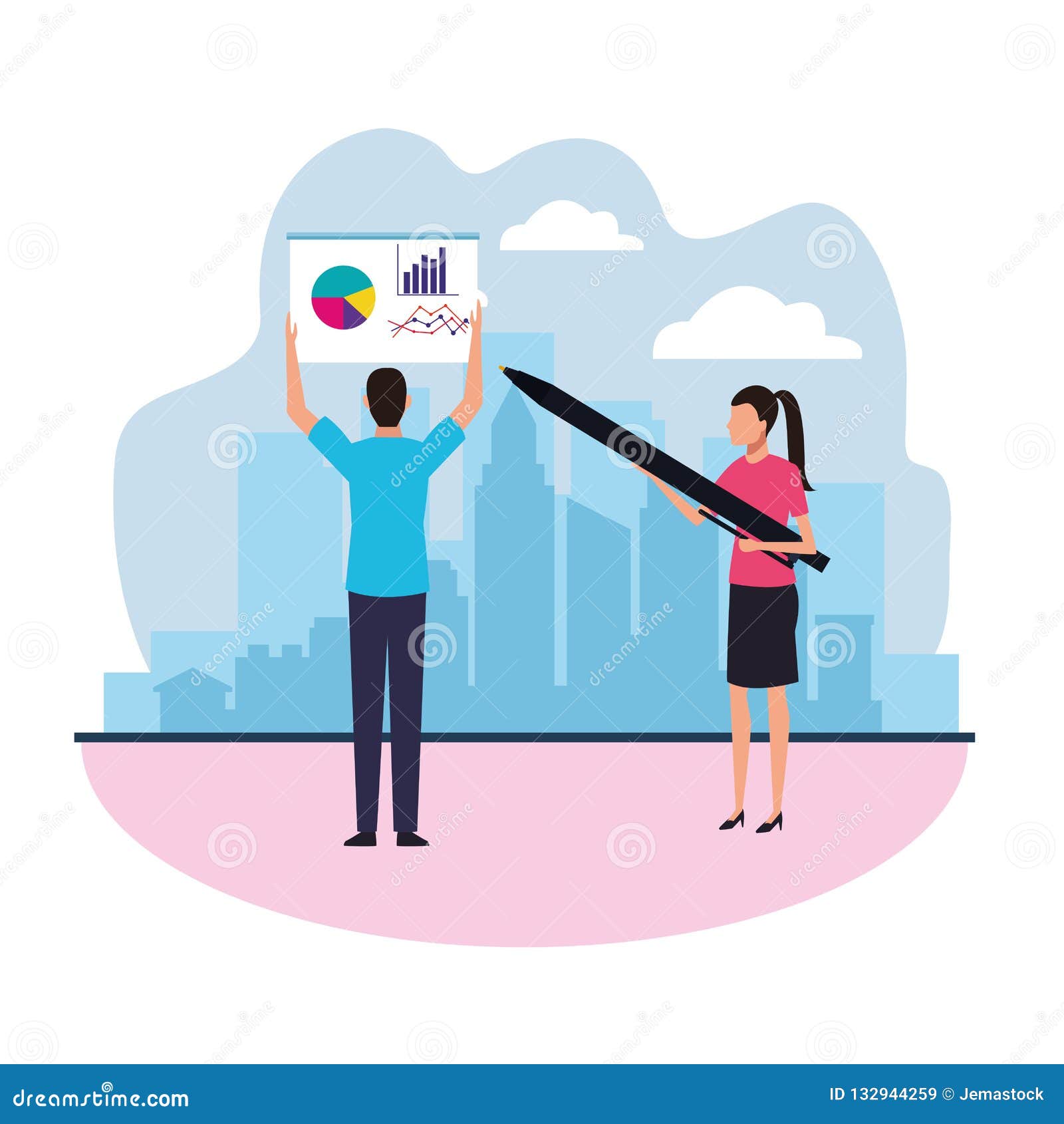Teamwork data chart stock vector. Illustration of color 132944259