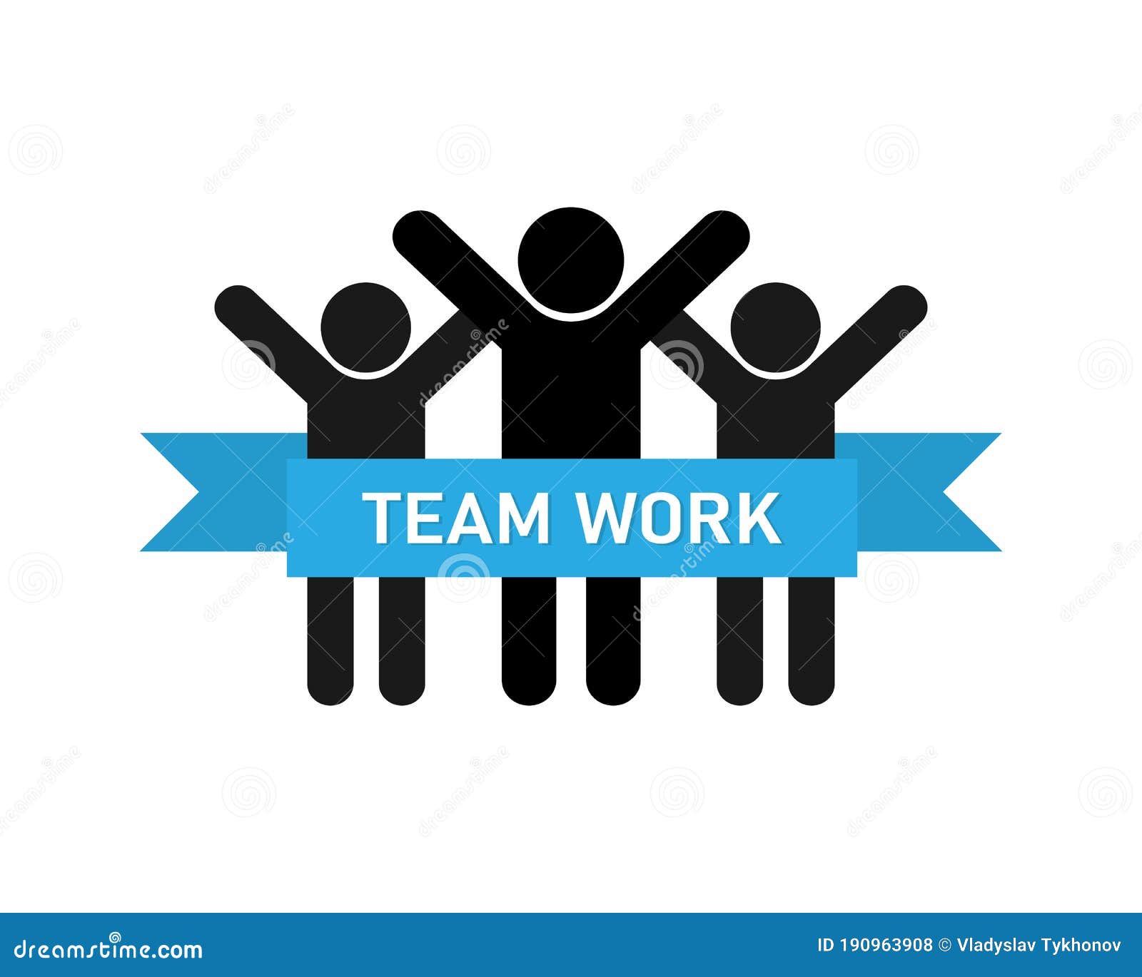 Teamwork Icon. Happy Team with Raised Hands. Vector EPS 10 Stock Vector ...
