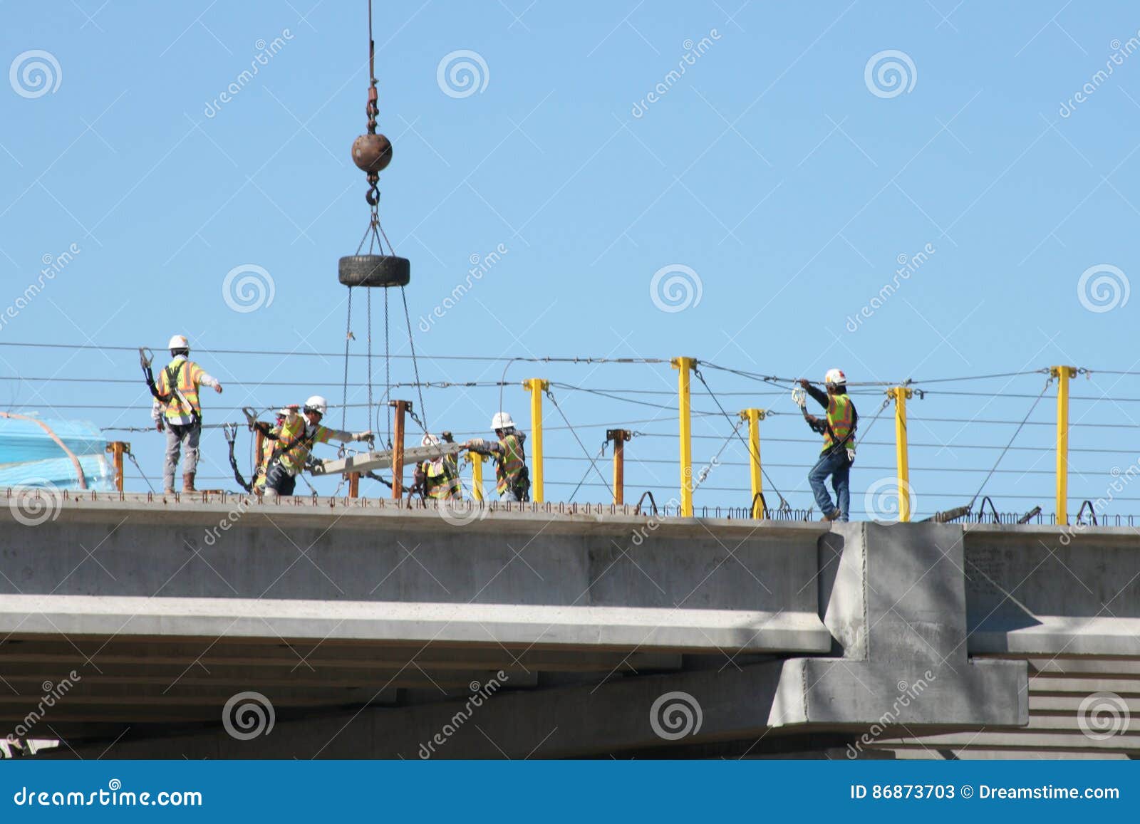Teamwork at Interstate 69 Construction Site, Laborers Work Together