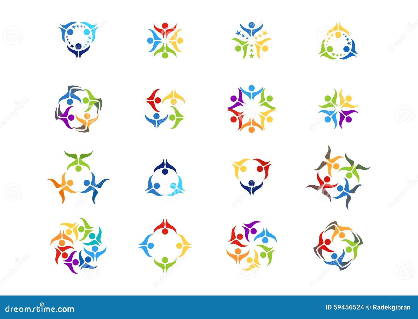 teamwork, logo, social team work education, , modern, network, logotype set  