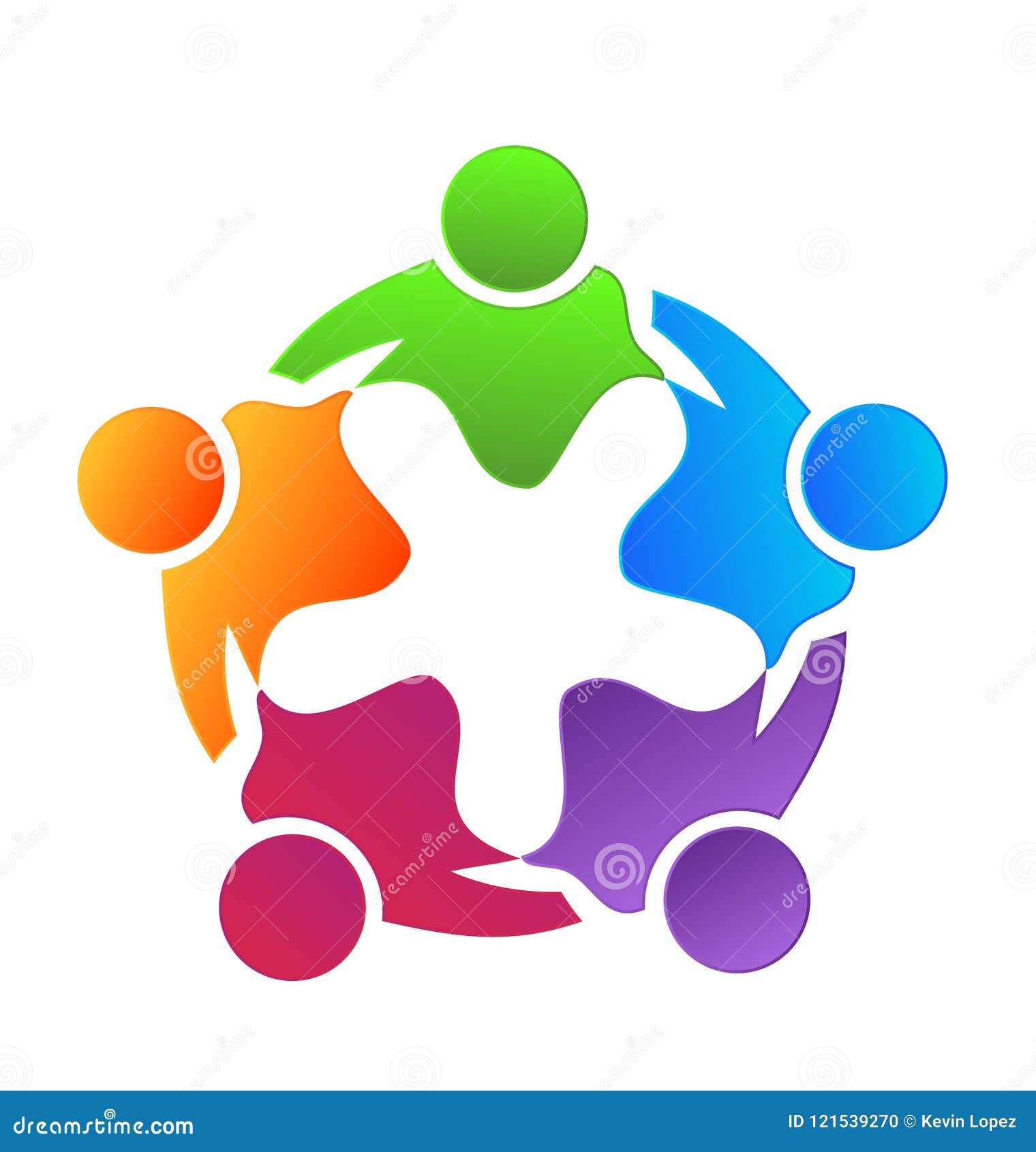 Teamwork People Together, Creating Abstract Shape Icon Stock Vector ...