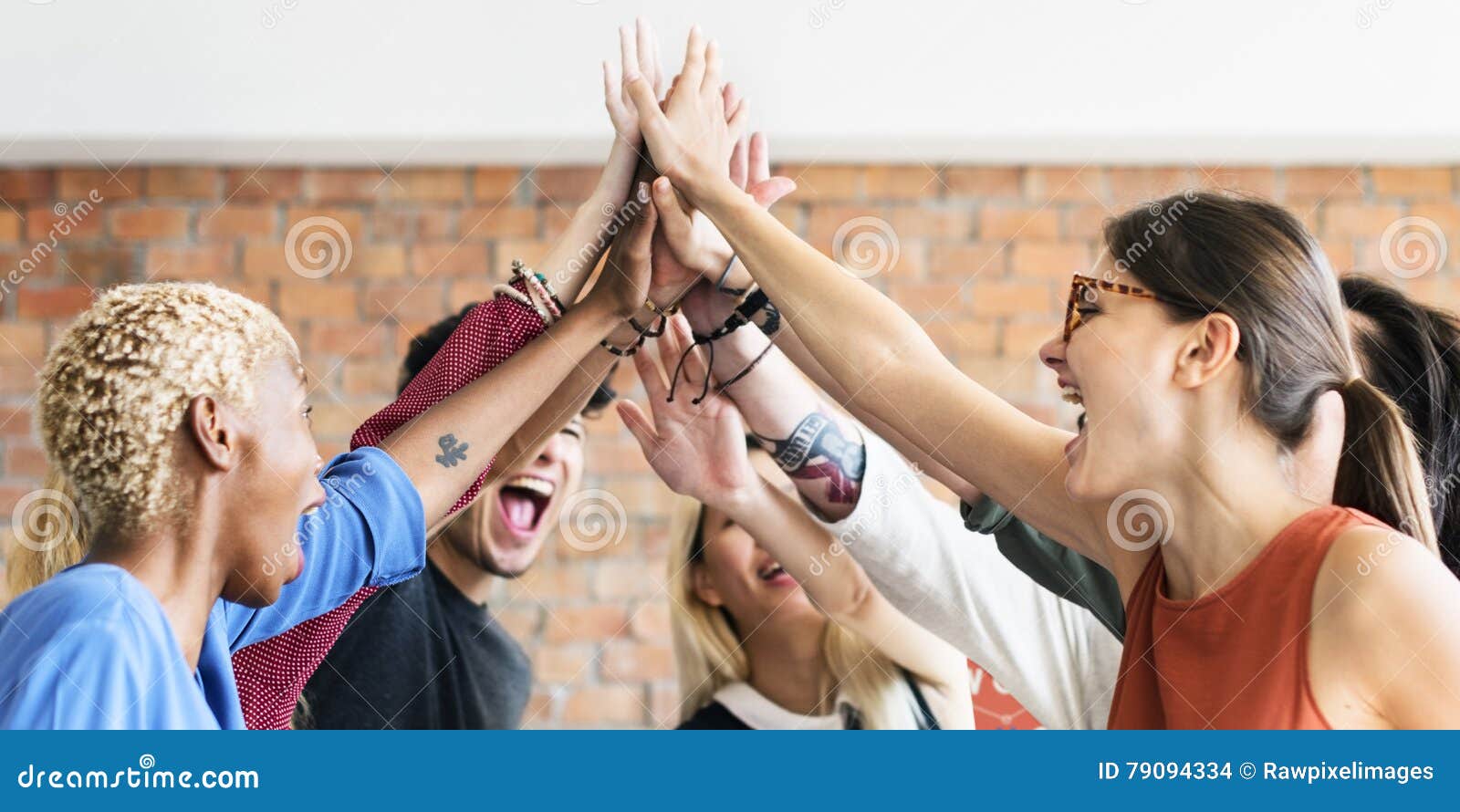 teamwork power successful meeting workplace concept