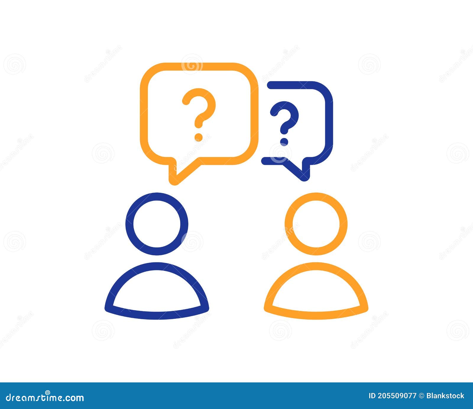 Teamwork Questions Line Icon. Ask Help Sign. Vector Stock Vector