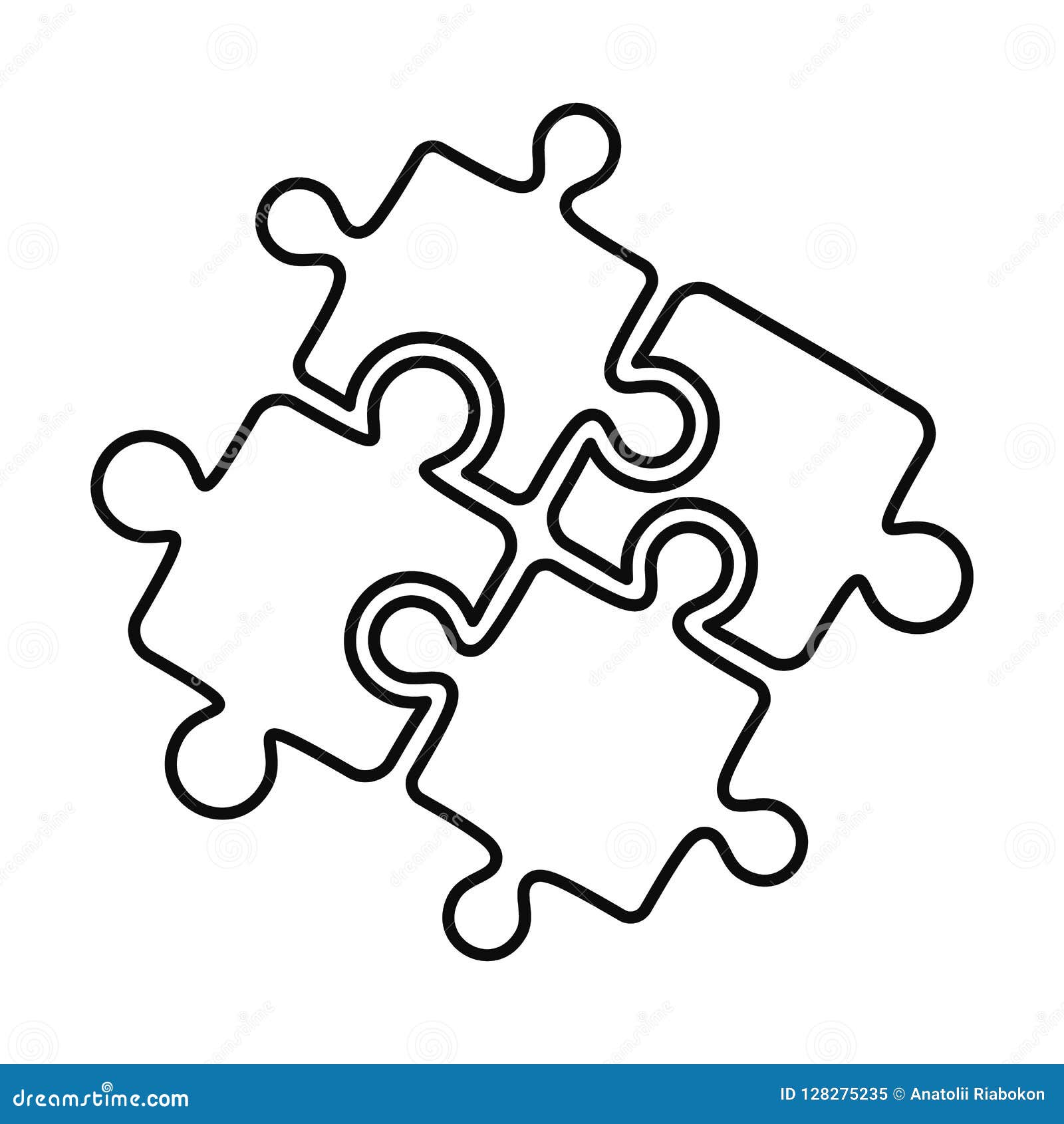 Teamwork Solution Puzzle Icon, Outline Style Stock Vector ...