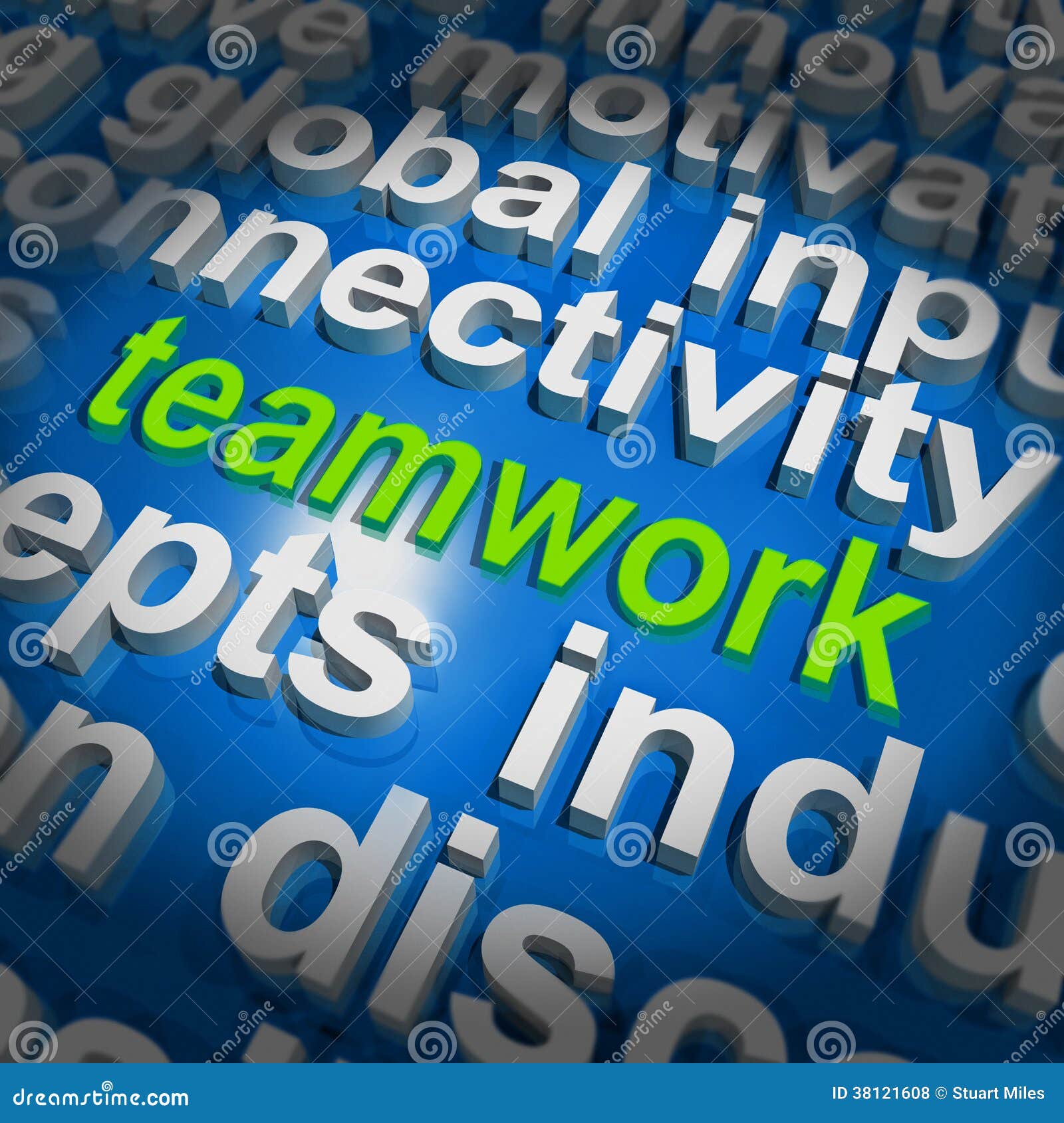 Teamwork Word Cloud Shows Combined Effort and Cooperation Stock