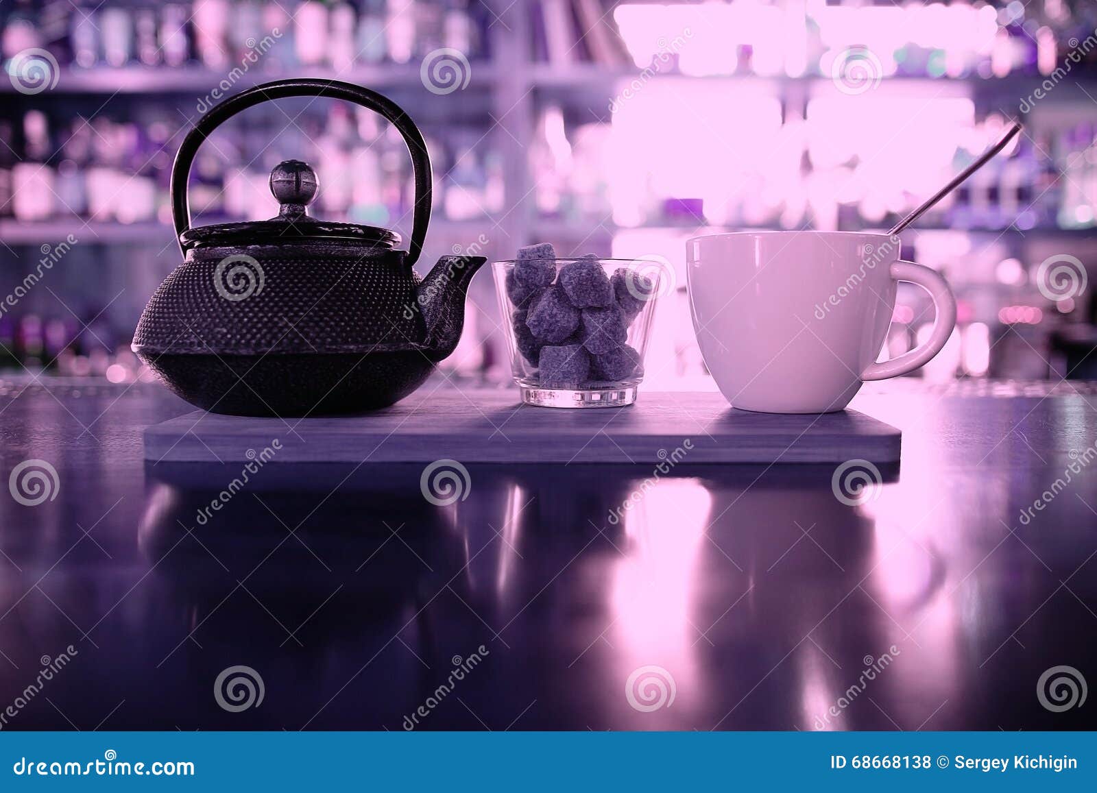 Teapot and Cup of Tea at Cafe Stock Photo Image of brown, concept