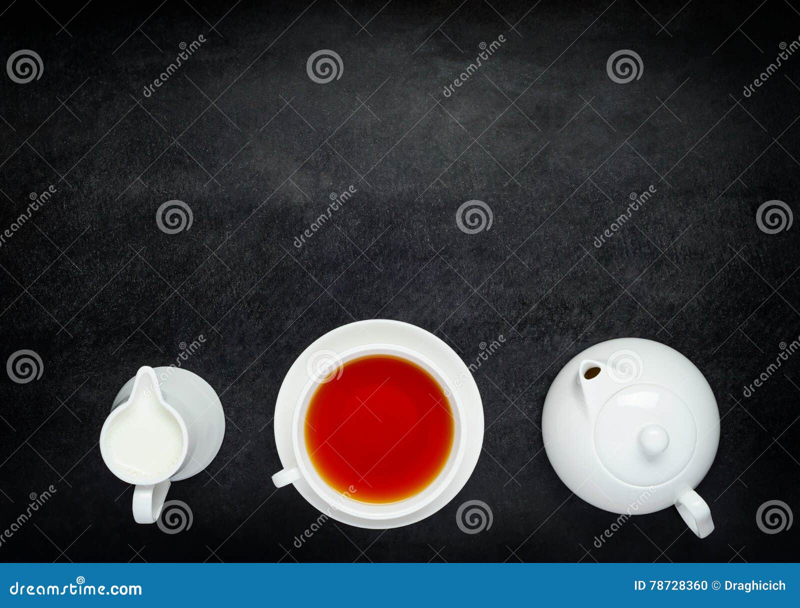 Teapot with Cup Tea and Milk on Copy Space Area Stock Photo Image of