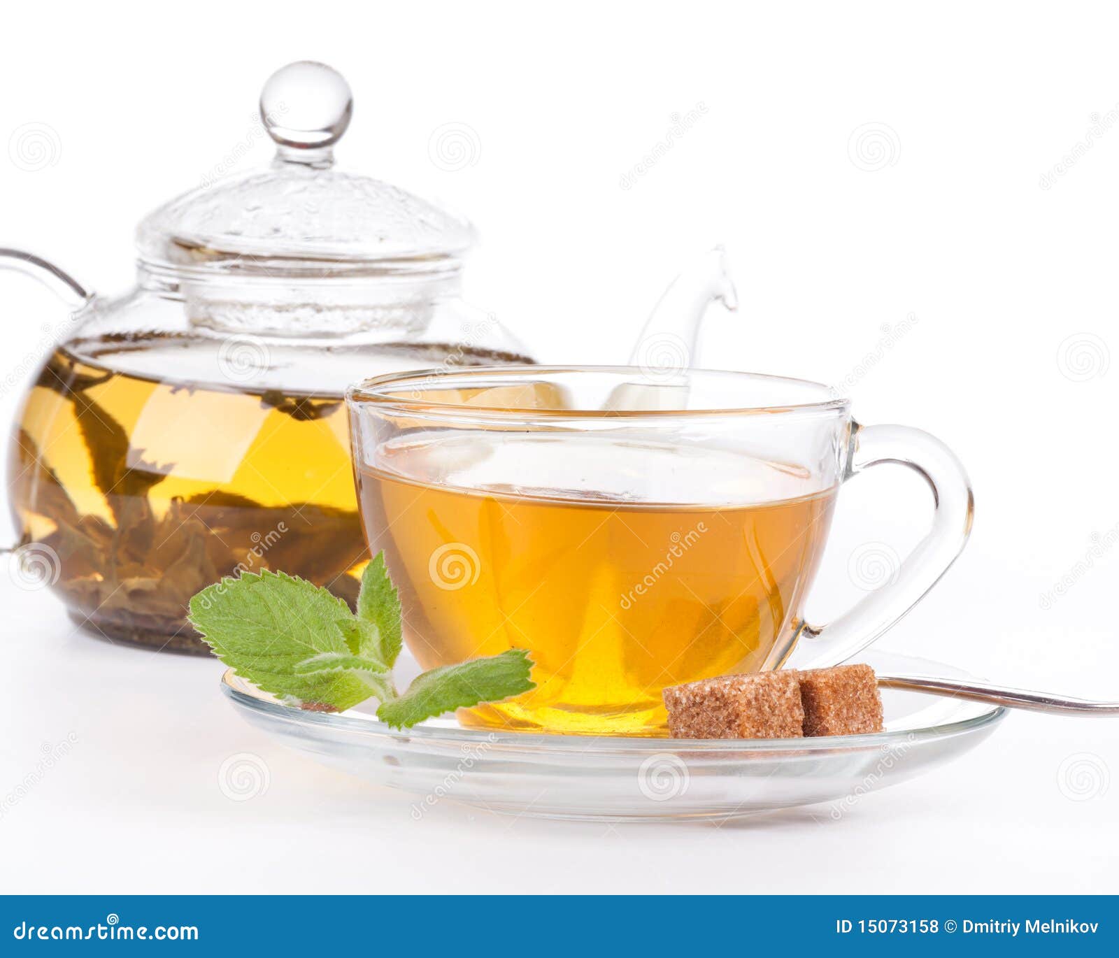 Teapot and Cup of Tea with Mint. Stock Photo Image of drink