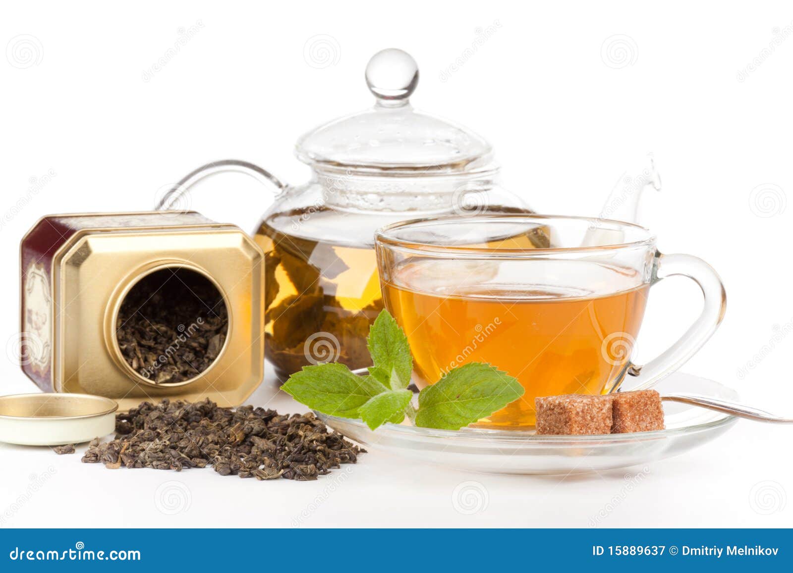 Teapot and Cup of Tea with Mint. Stock Image Image of freshening