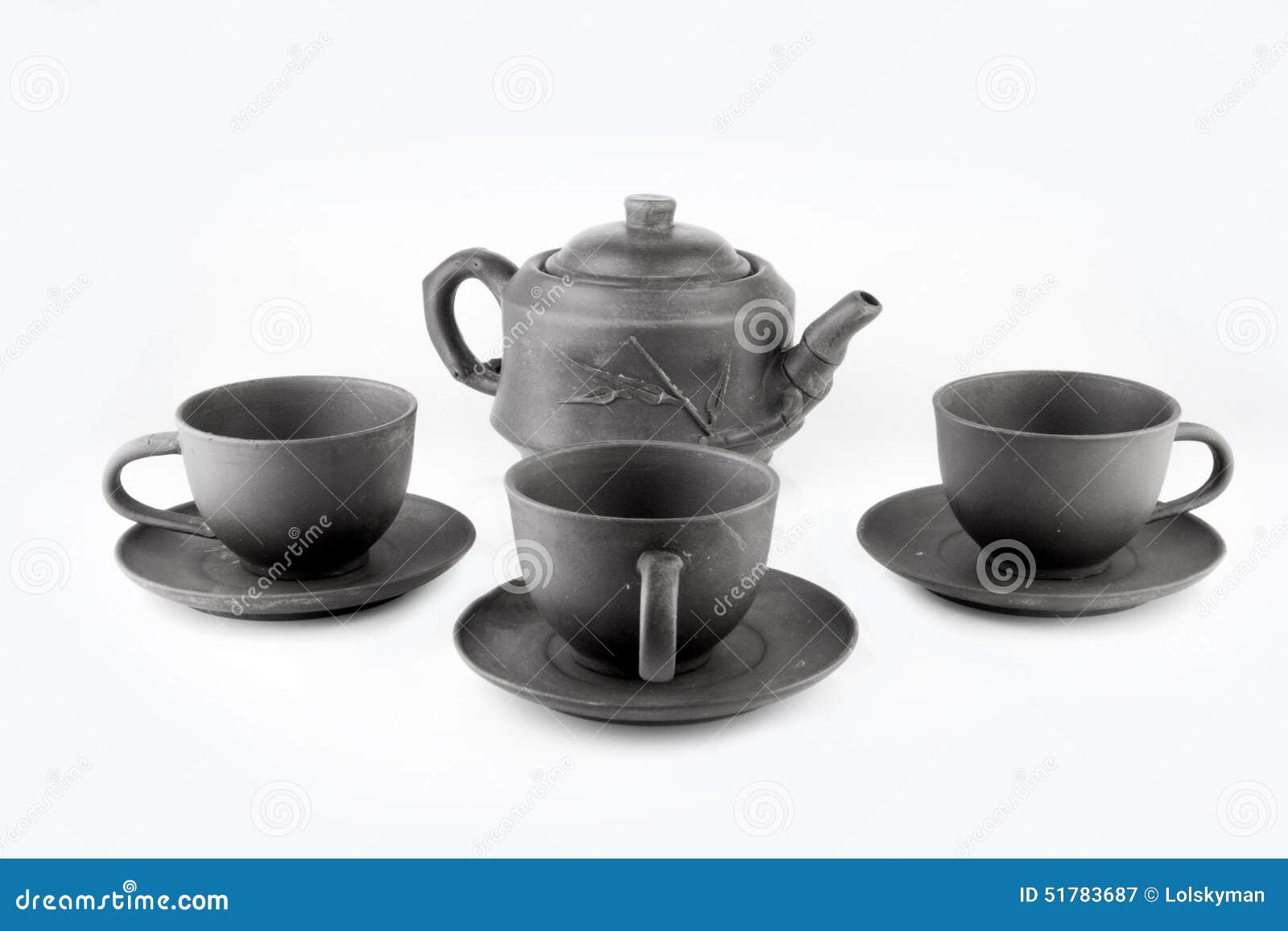 Teapot and cups, Handmade stock image. Image of fabric 51783687