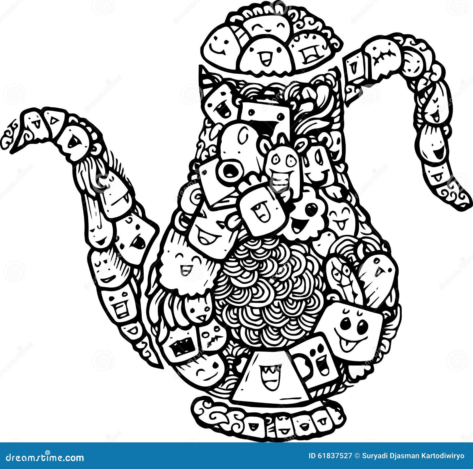 Teapot doodle cartoon stock illustration. Illustration of kitchen