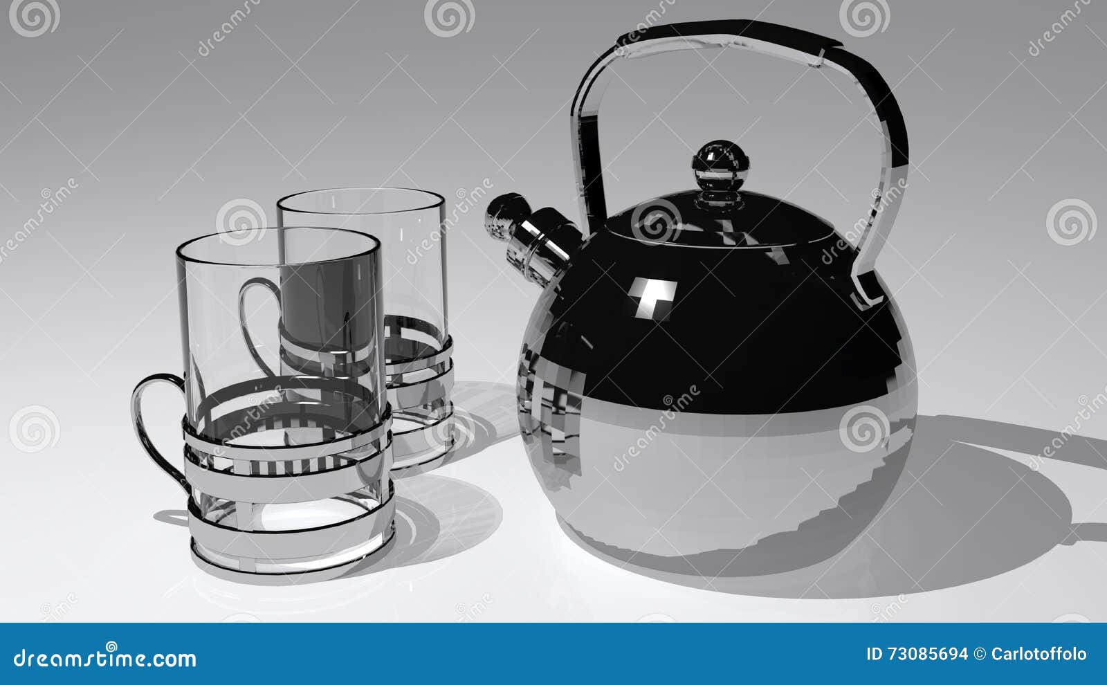 Teapot with glasses stock illustration. Illustration of modern 73085694