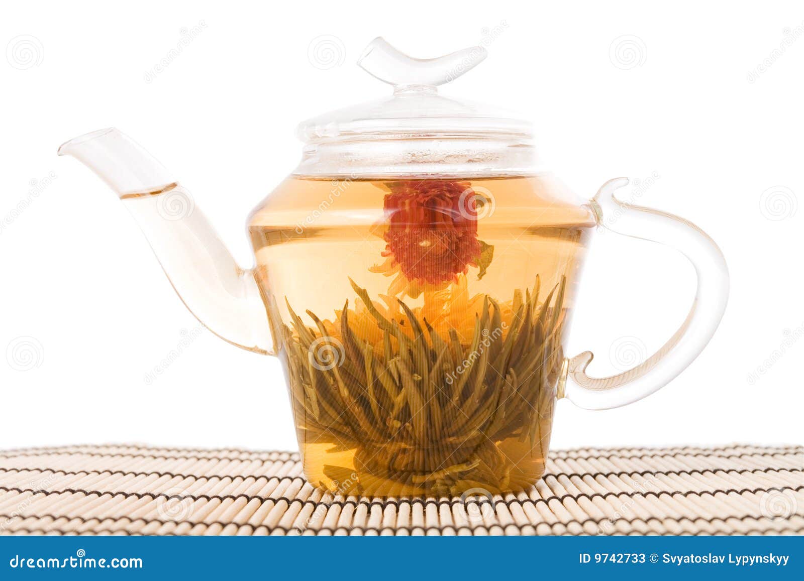 Teapot with Green Tea on Mat Stock Image Image of brewing, clipping