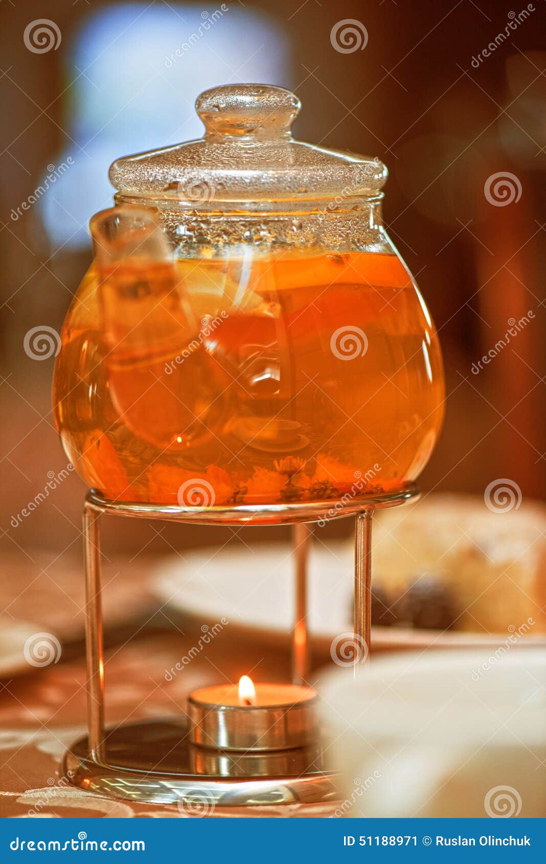 Teapot of herbal tea stock image. Image of glass, liquid 51188971