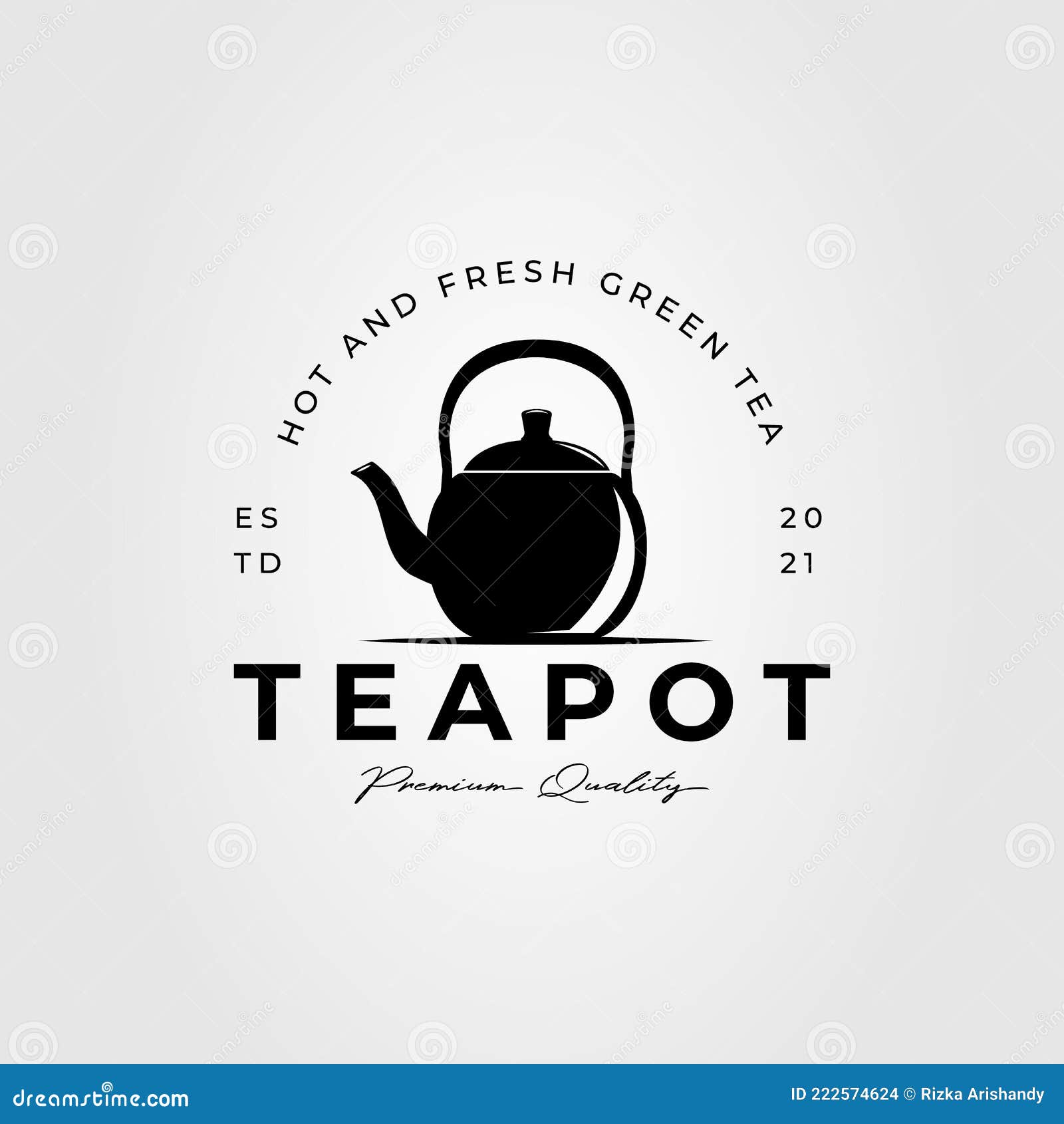 Teapot, Kettle and Tea Isolated Logo Vector Illustration Design Stock