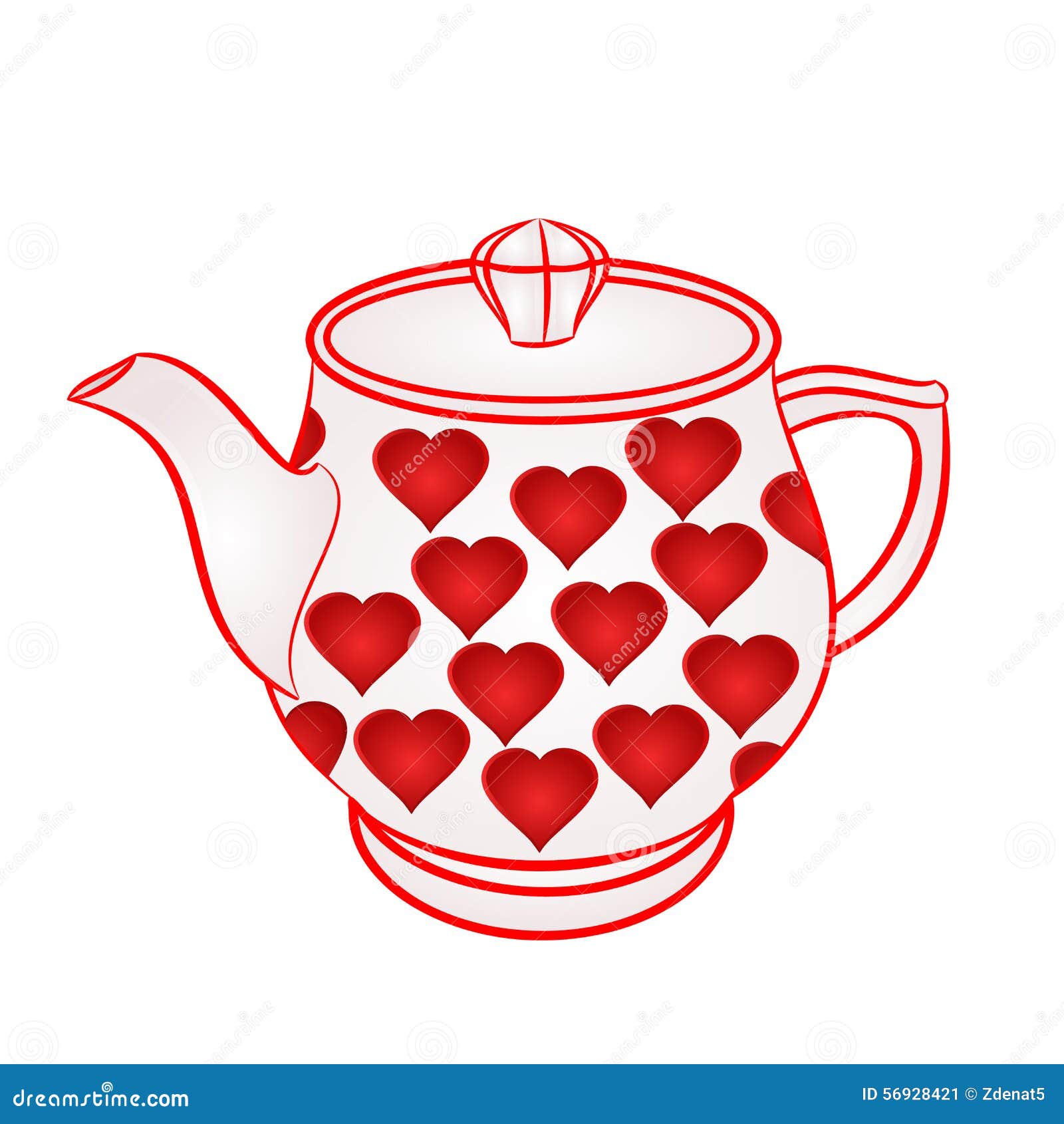Teapot with Red Hearts Vector Stock Vector Illustration of elegance