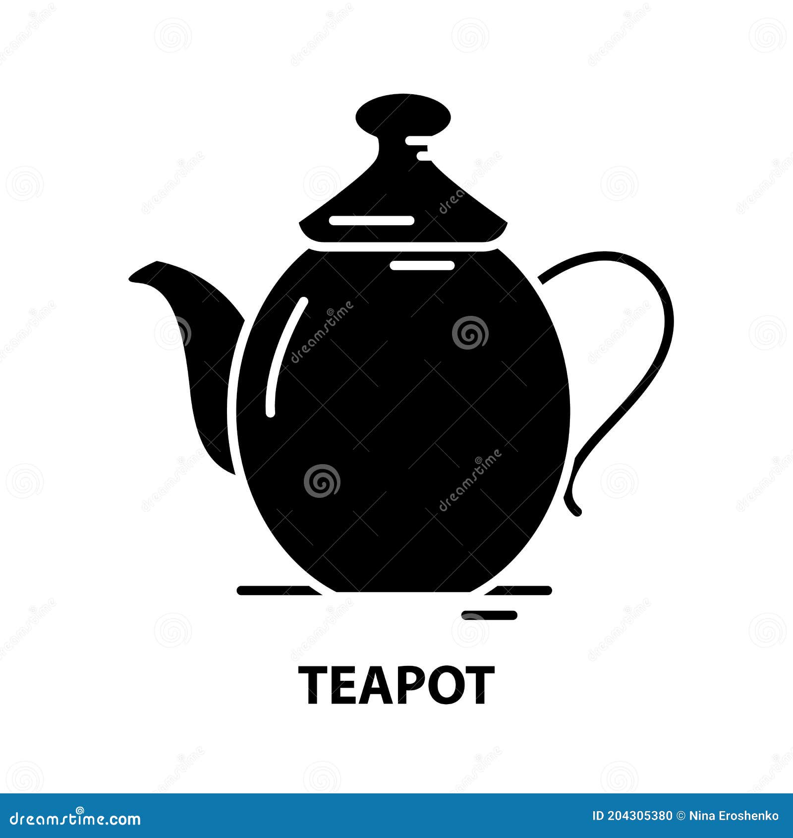Teapot Symbol Icon, Black Vector Sign with Editable Strokes, Concept