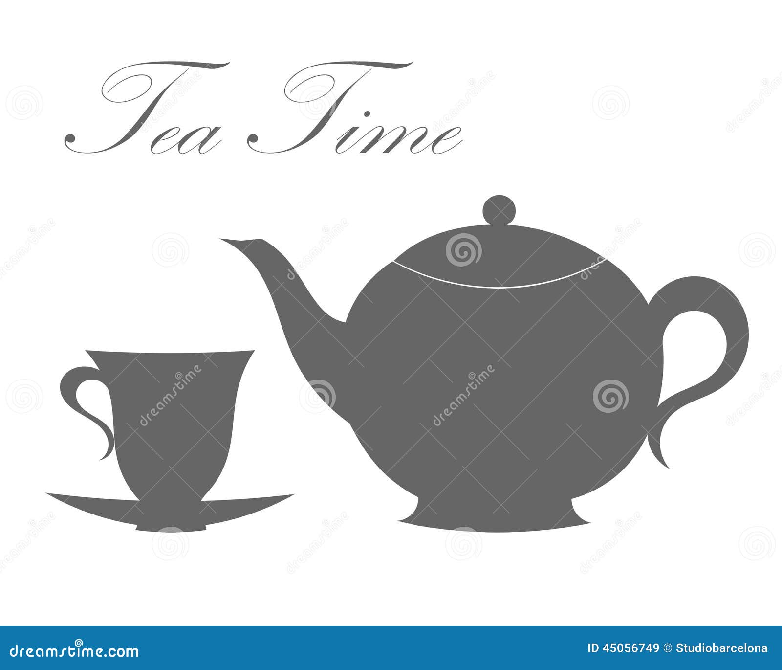 Teapot and tea cup stock vector. Illustration of silhouette 45056749