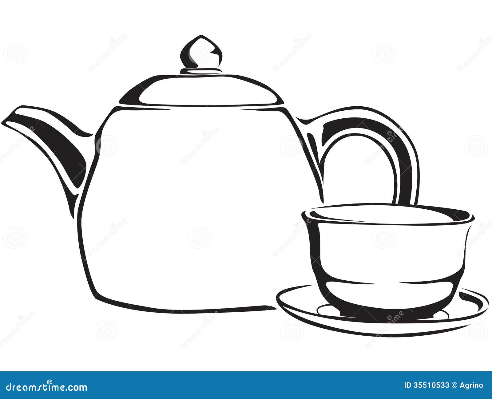 Teapot and teacup stock vector. Illustration of saucer 35510533