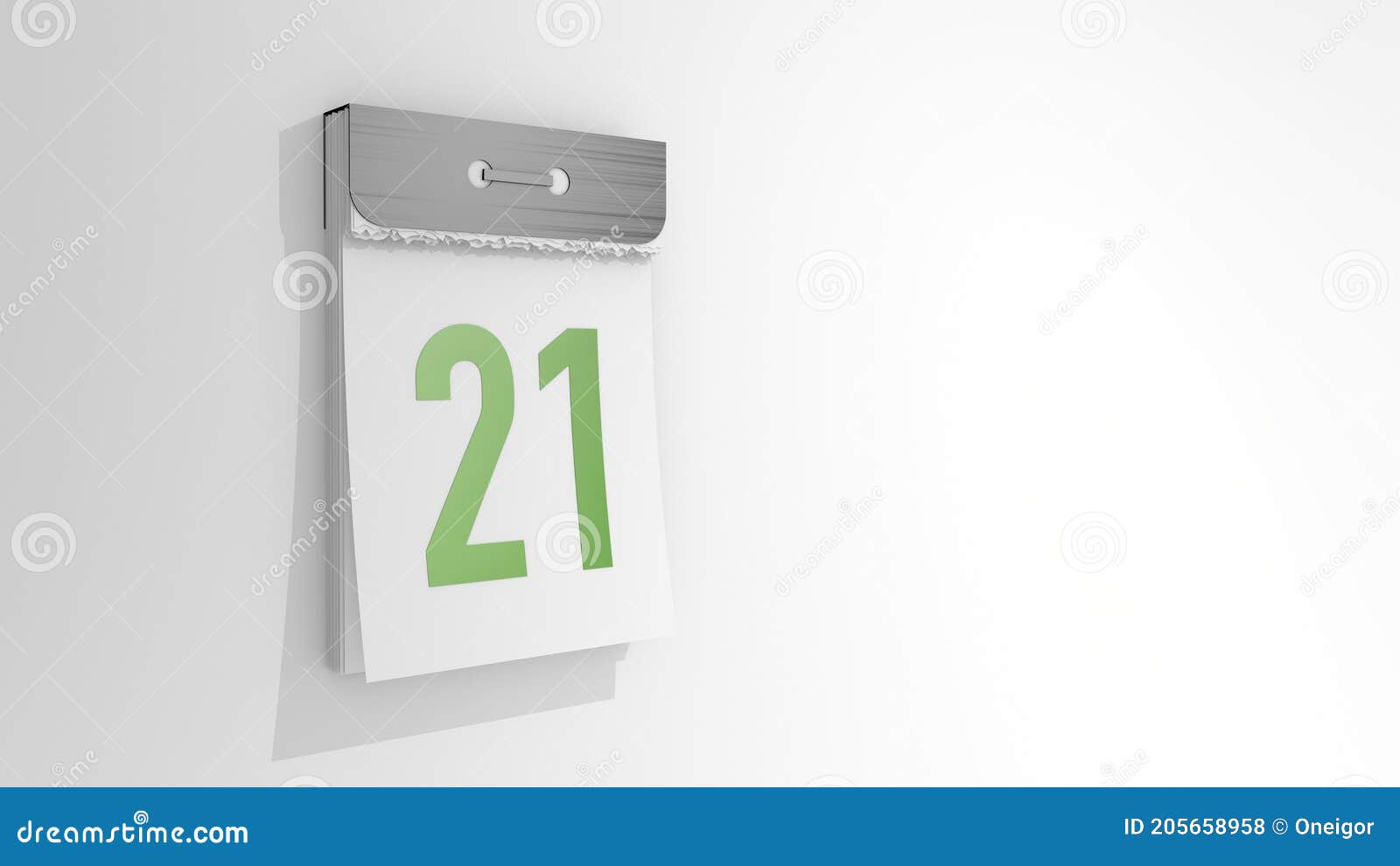 tear-off calendar number 21. stylish 3d rendering of the twenty-first date. 3d  on white background day twenty one.
