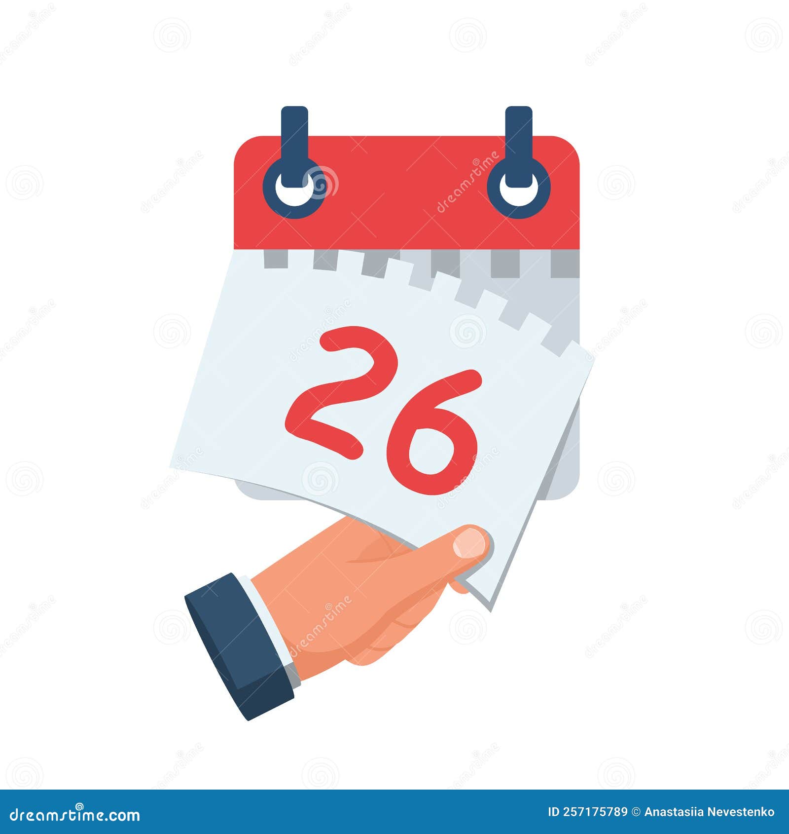 tear off the calendar sheet. 26 is the date on the calendar.