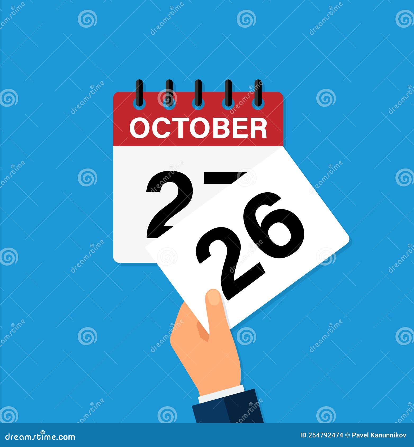 Tear Off a Leaf October 26 on a Wall Calendar. the Coming of a New Day