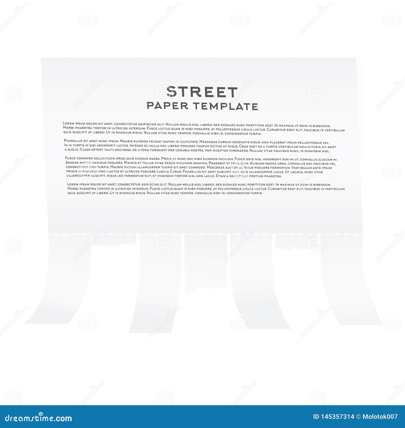 Tear Off Stripes of Paper Sheet Isolated on White Background. Street Advertisement Stock Vector - Illustration copy, notice: 145357314