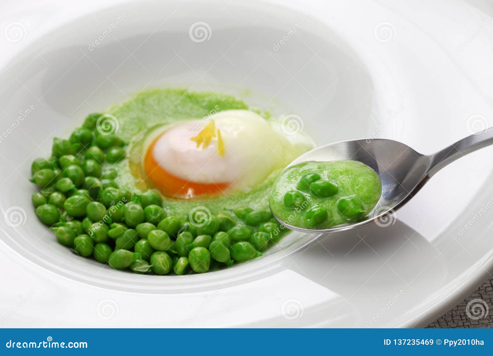 Tear Peas with Poached Egg, Spanish Basque Cuisine Stock Image Image