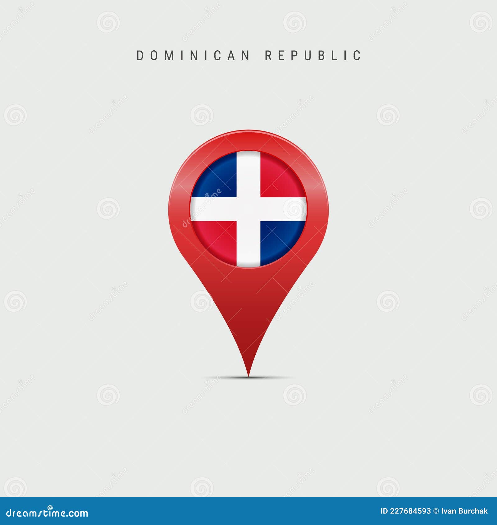 teardrop map marker with flag of dominican republic. 3d  