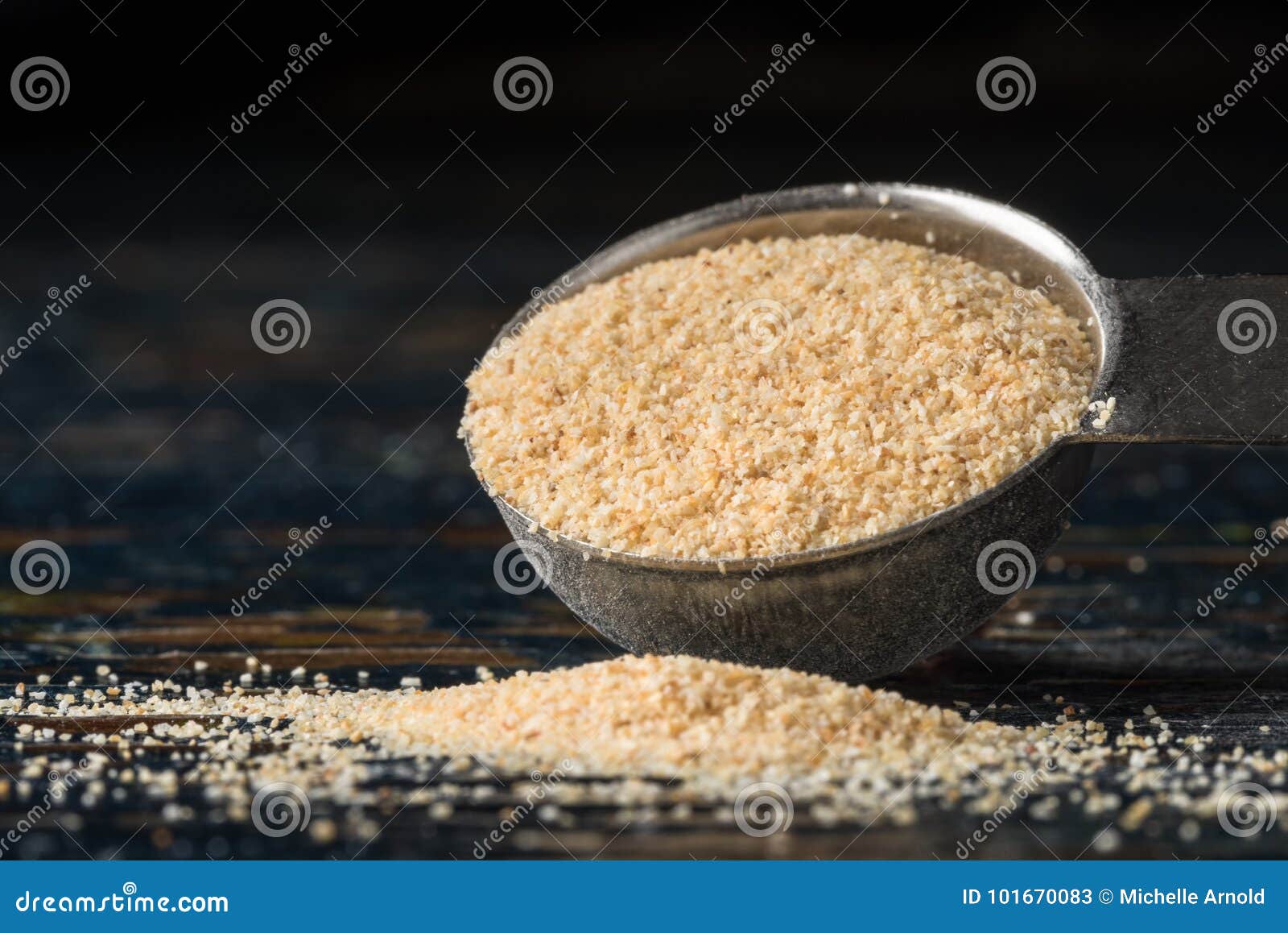 Garlic Powder Spilled from a Teaspoon Stock Image Image of closeup