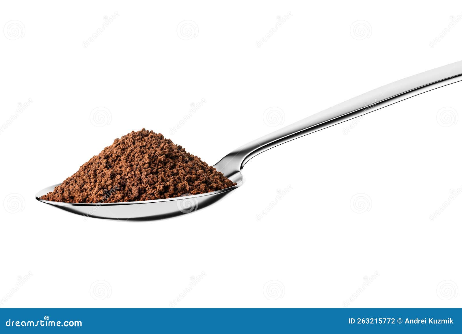 Teaspoon with Instant Granulated Coffee Isolated on White Stock Photo