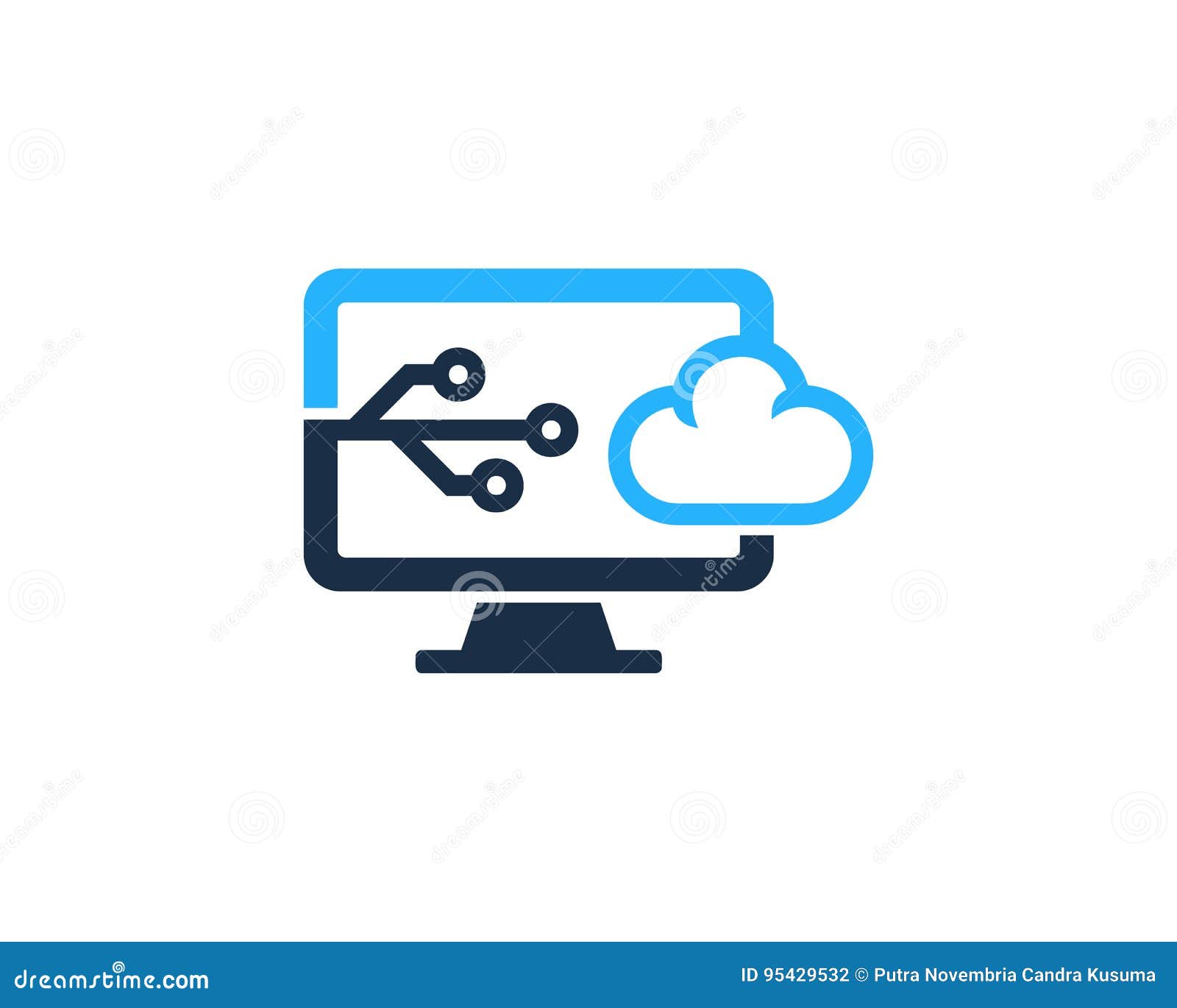 Tech Cloud Computer Icon Logo Design Element Stock Vector