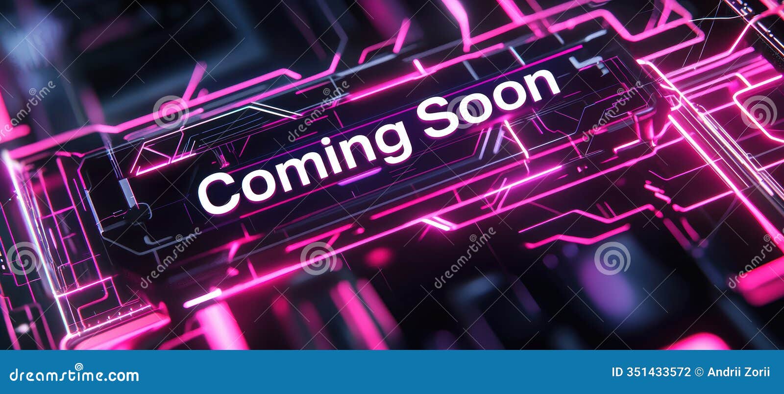 tech gadget launch banner with neon lines and sleek dark tones for upcoming release