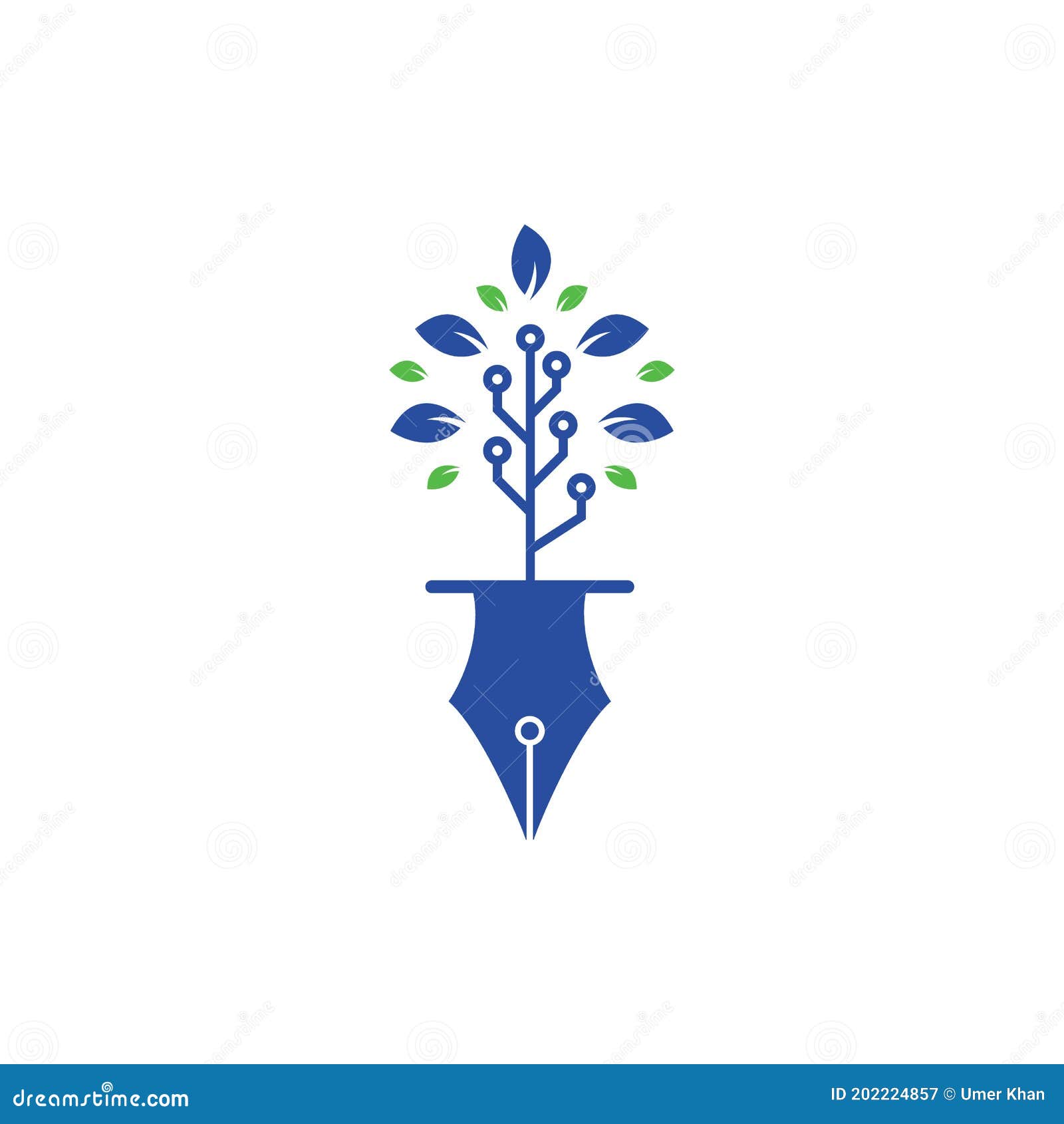 Tech Pen Logo. Tech Pen with Tech Logo Design Stock Vector