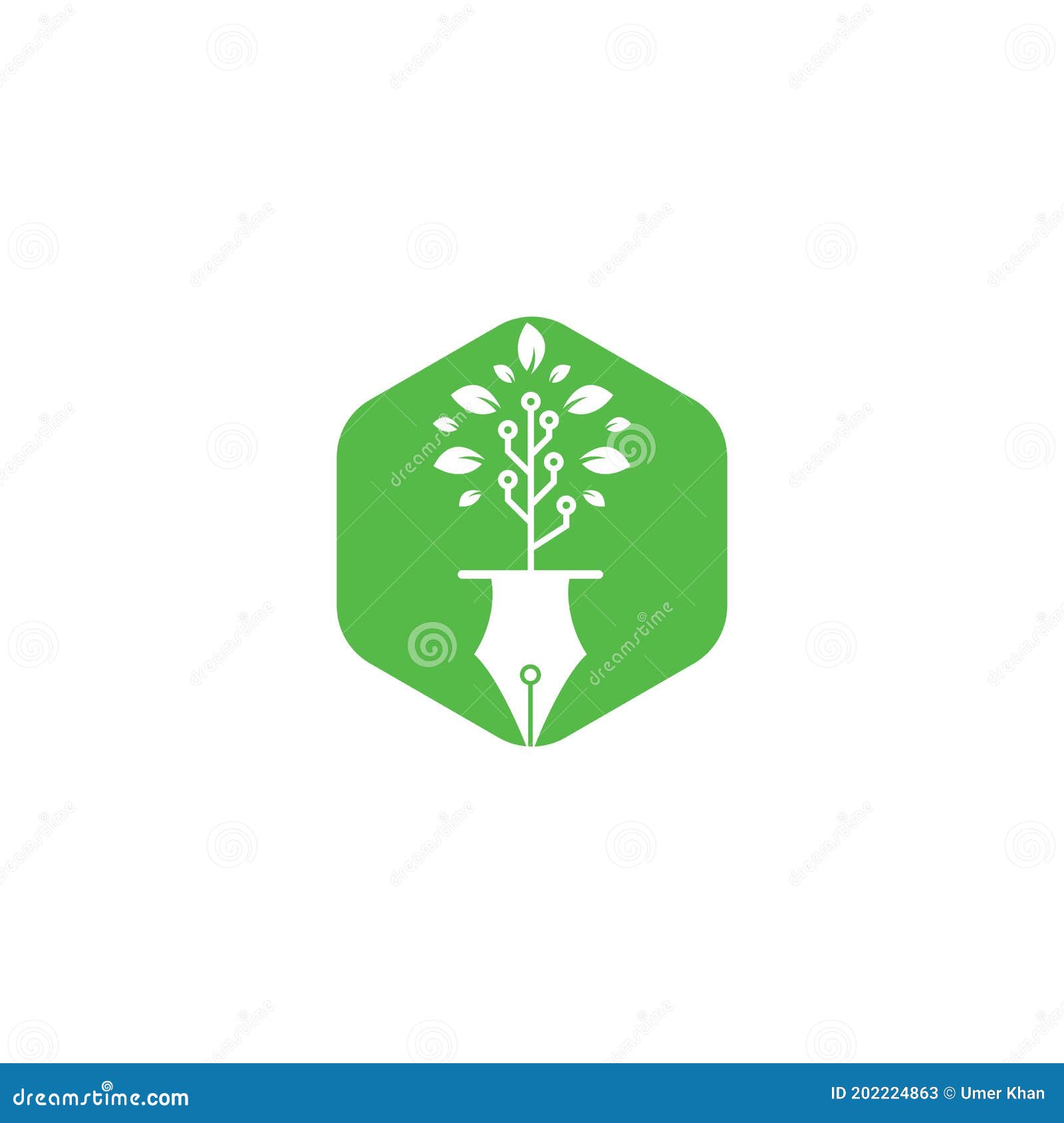 Tech Pen Logo. Tech Pen with Tech Logo Design Stock Vector