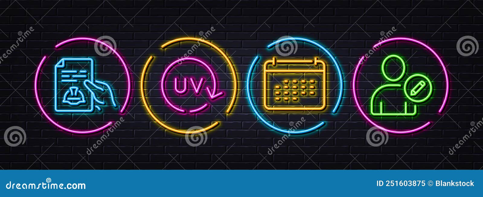 Technical Documentation, Calendar and Uv Protection Minimal Line Icons