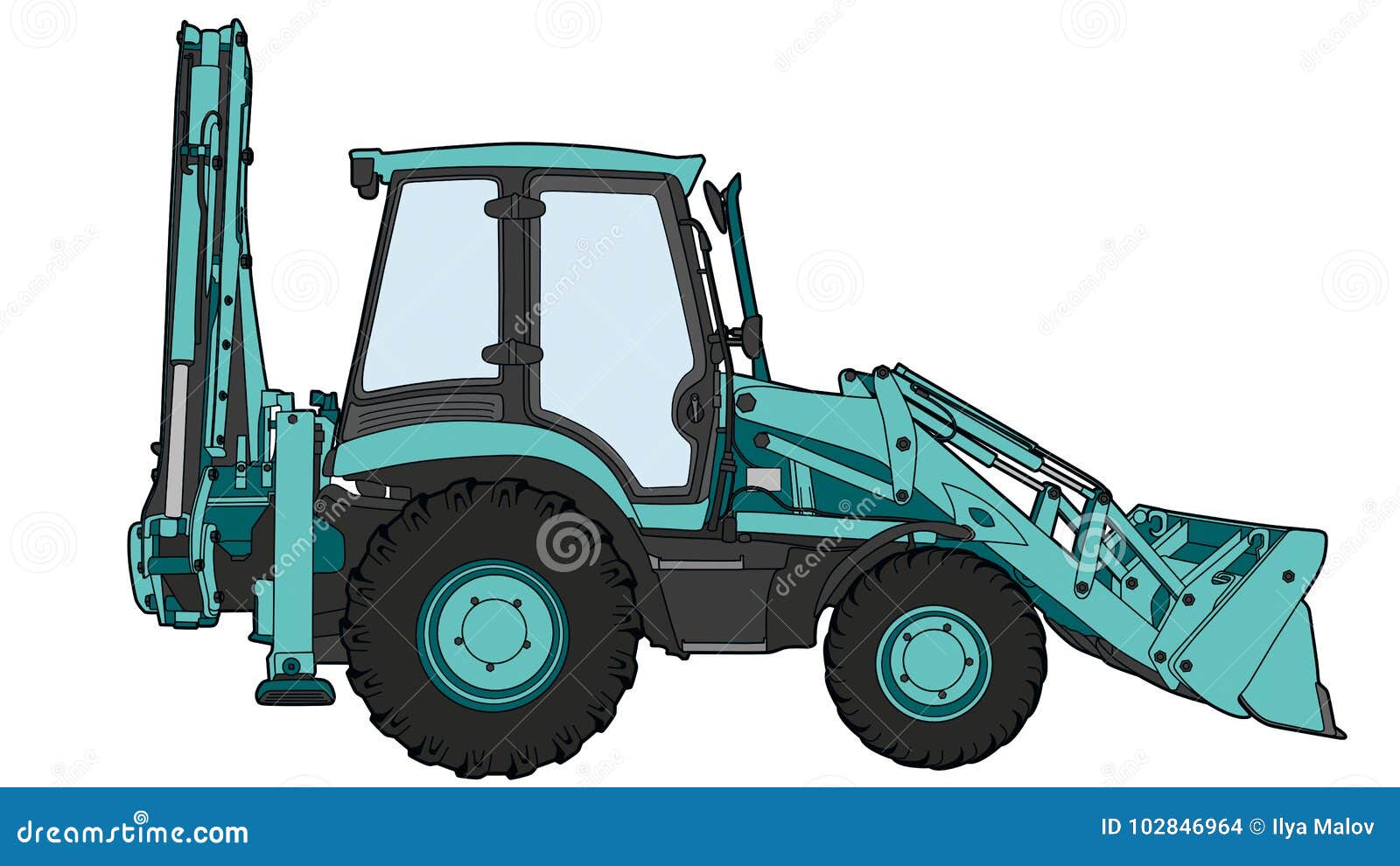 Technical draw of tractor stock vector. Illustration of auto 102846964