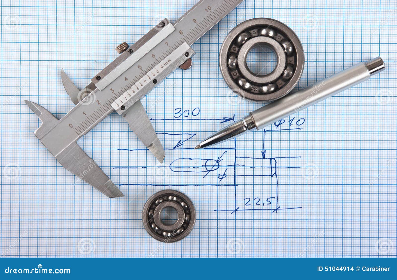 technical drawing and callipers