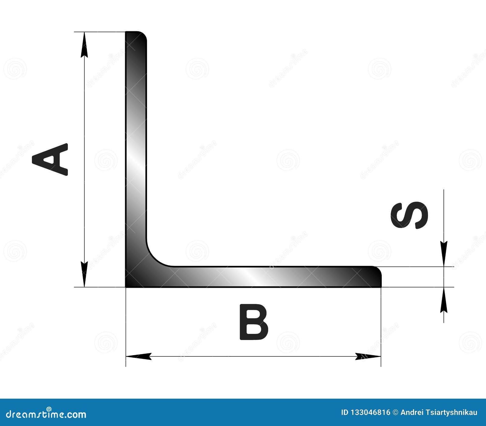 Technical Drawing Rolled Metal. Steel Angle Profile. Image for  Site