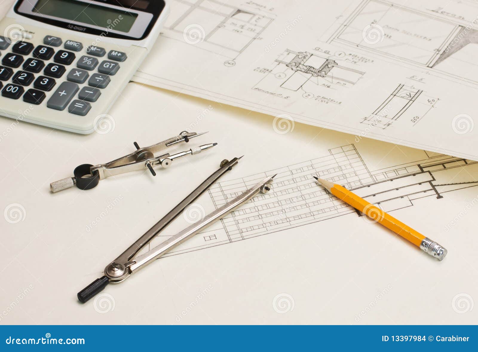 Technical drawings and a calculator