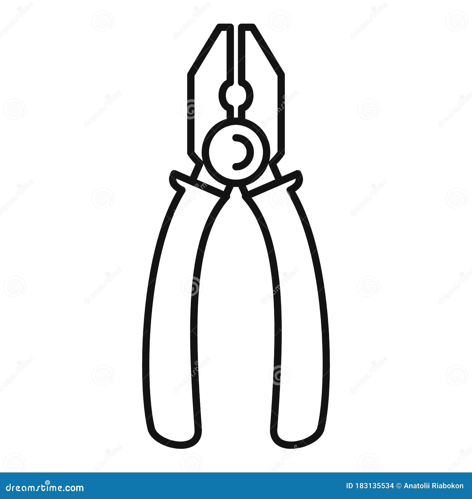 Technical Electric Pliers Icon, Outline Style Stock Vector