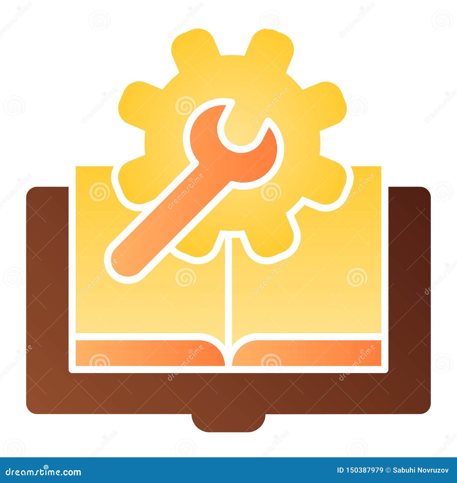 Technical Literature Flat Icon Book With Cogwheel Color Icons In Trendy Flat Style Book And Gear Gradient Style Design Stock Vector Illustration Of Library Logo