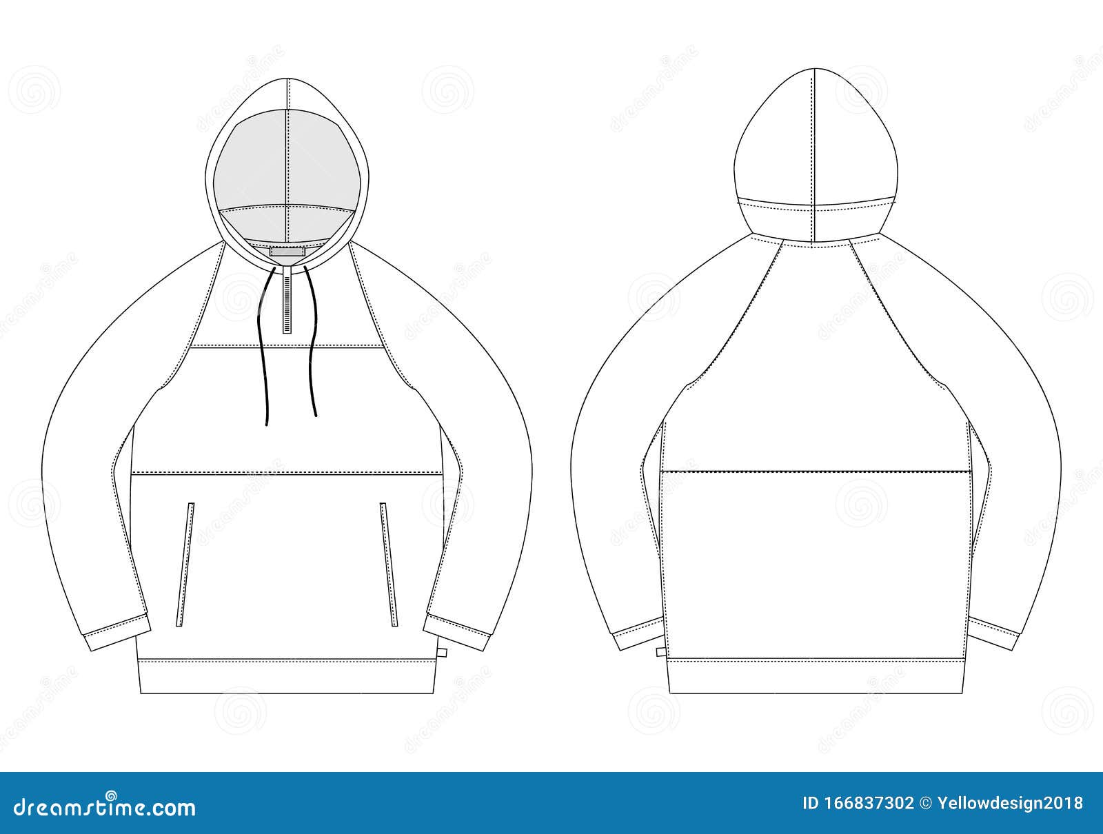 Technical Sketch Anorak. Unisex Underwear Hodie Design Template Stock ...
