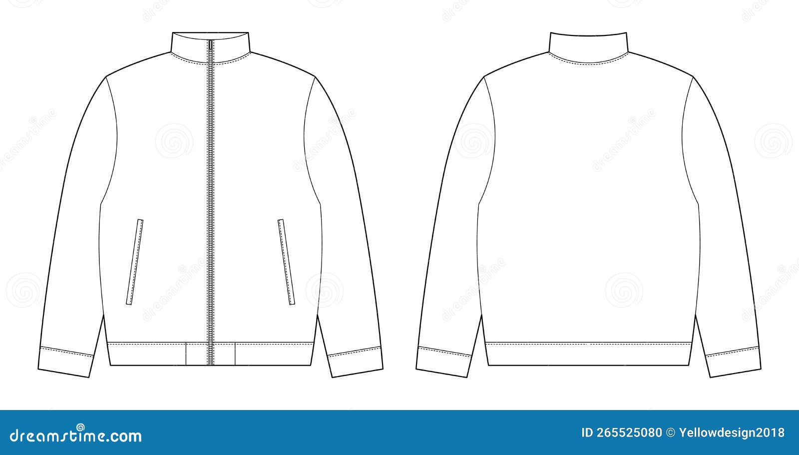 Technical Sketch Bomber Jacket. Kids Casual Clothing Design Template ...