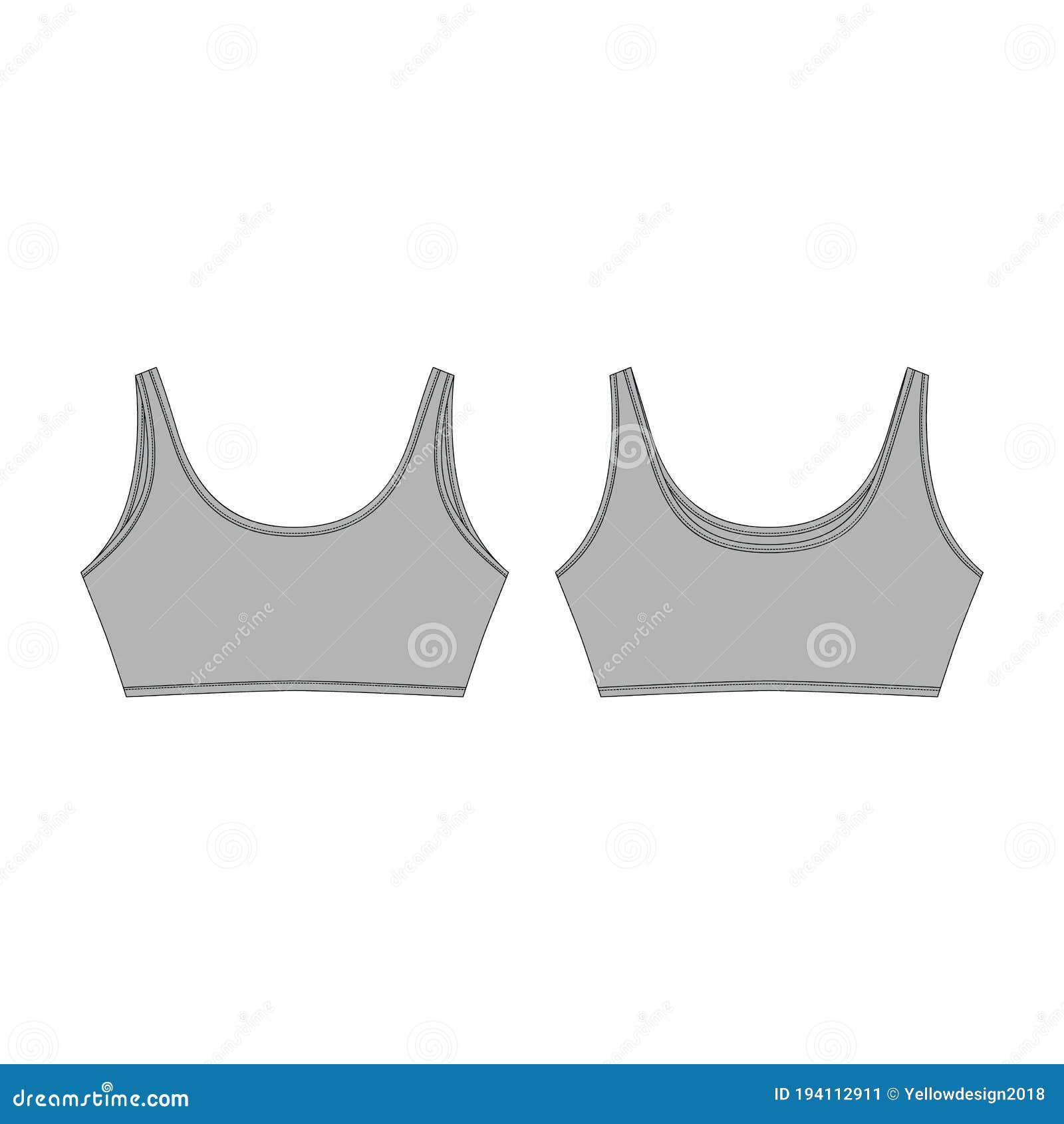 Technical Sketch Crop Top in Gray Color. Sport Bra Isolated. Casual ...