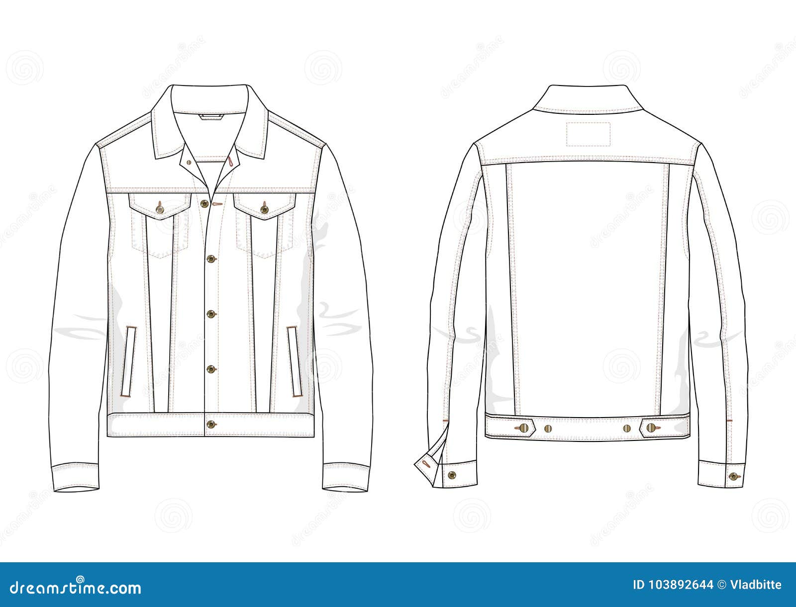 technical sketch of denim jacket in .