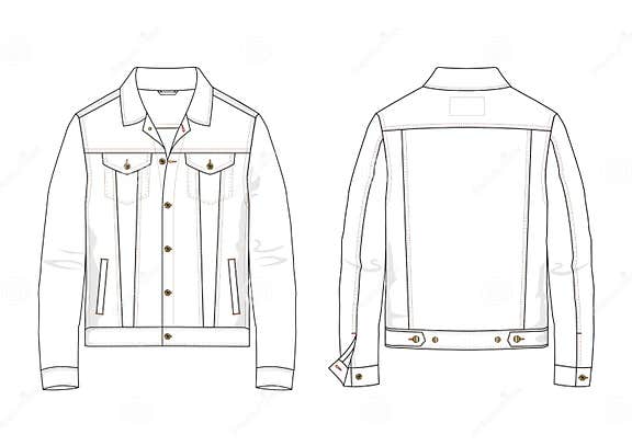 Technical Sketch of Denim Jacket in Vector. Stock Vector - Illustration ...