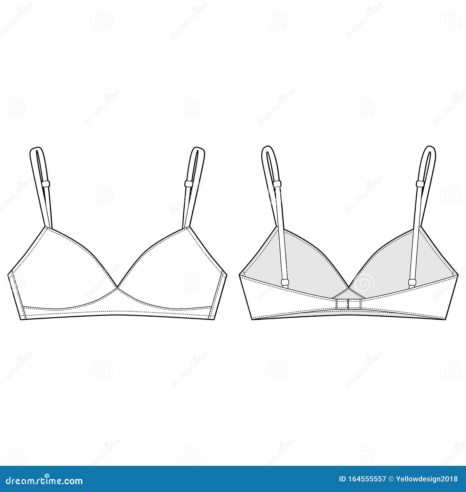 Technical Sketch Girls Bra. Female White Brassiere Stock Vector -  Illustration of satin, brassiere: 164555557