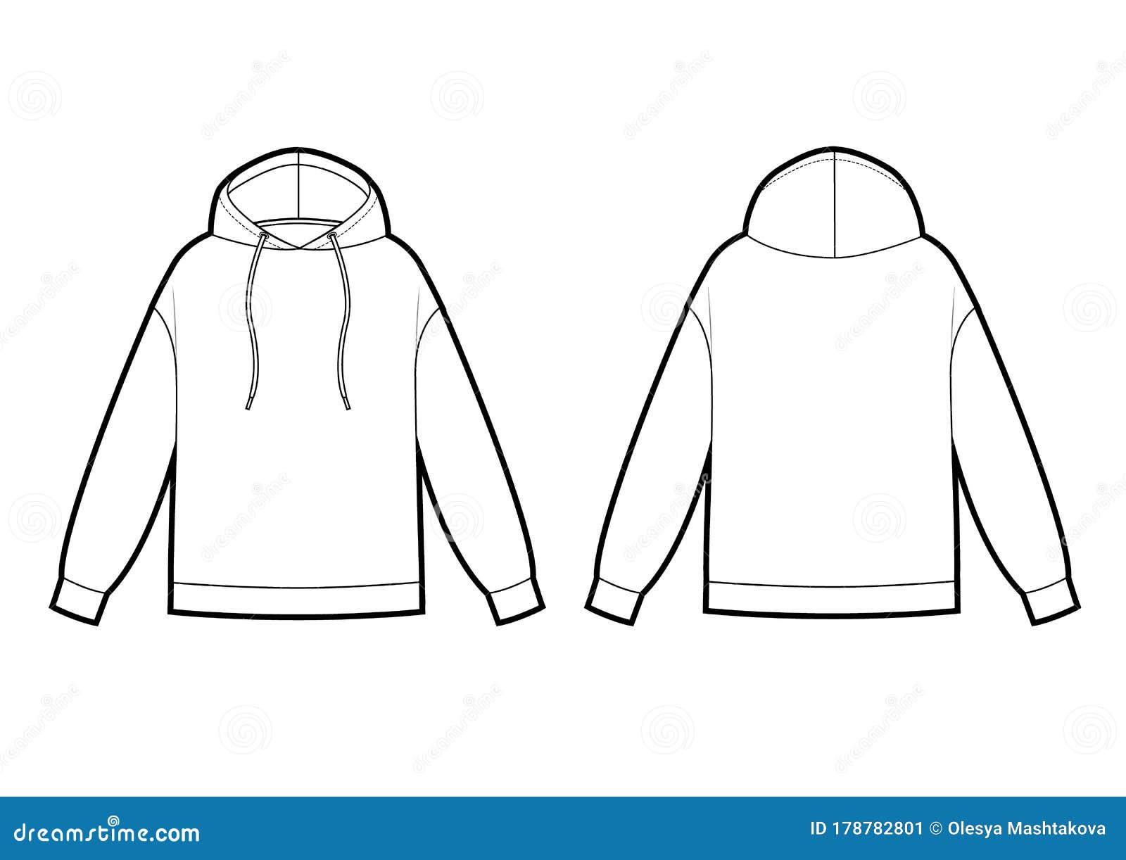 Technical Sketch of Man Hooded Sweatshirt. Oversize Model Stock Vector ...